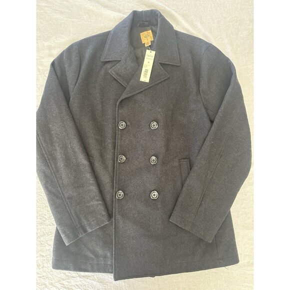 Trevero Men's Size Medium M Pea Coat Wool Blend Charcoal Gray Heavyweight Trendy - Picture 1 of 7
